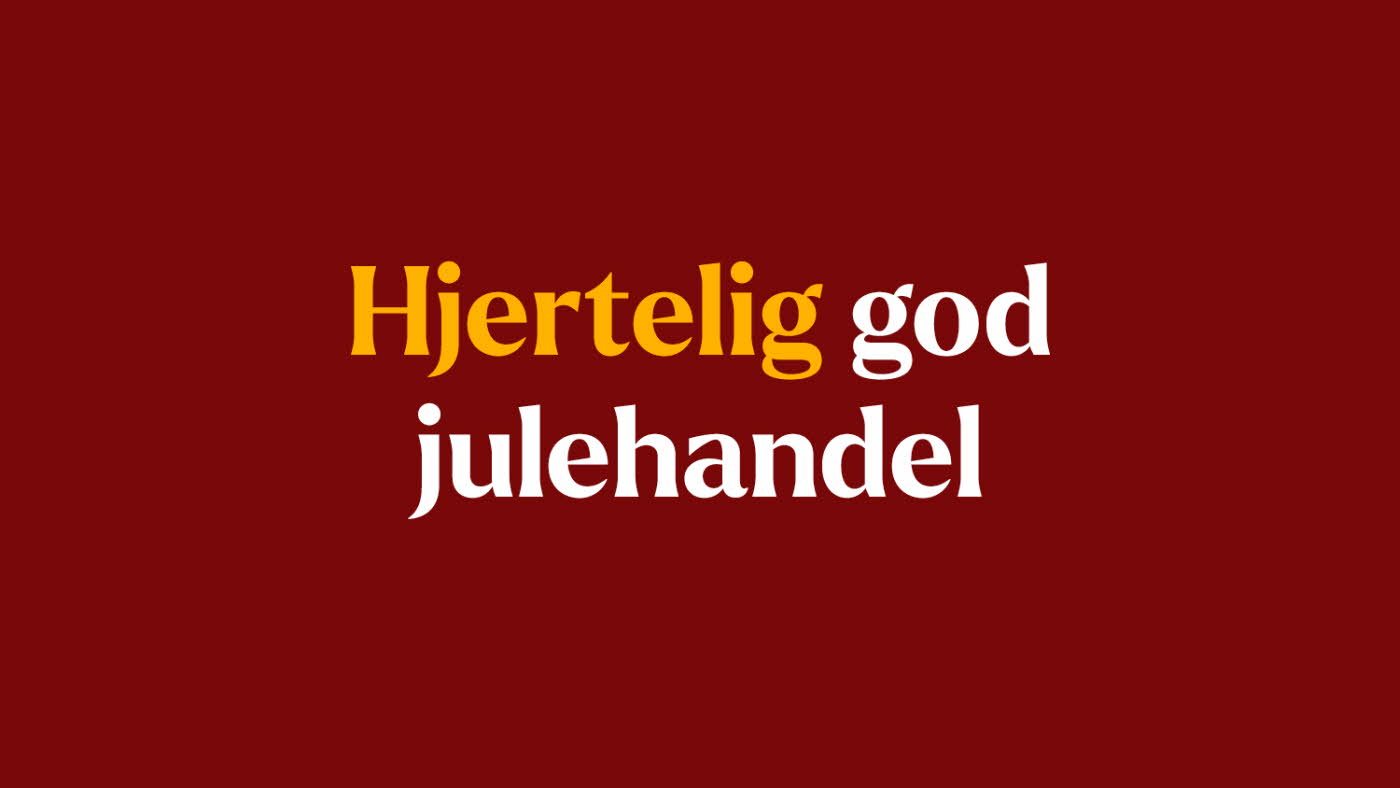 Grafisk bilde med teksten "Hjertelig god julehandel"