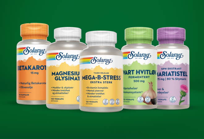 bilde på diverse produkter fra solaray