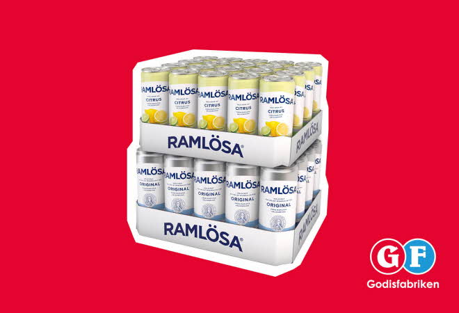To brett med Ramlösa i to forskjellige smaker