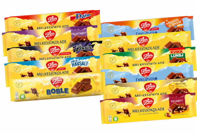 11 varianter av Freia sjokoladeplater