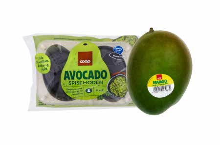 Pakke med to avocado og en mango