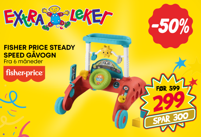 Fisher Price Steady Speed Gåvogn, før 599,- NÅ 299,-