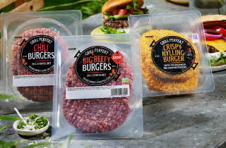 bilde av 3 ulike burger fra extra