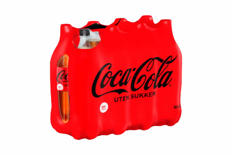 	8-pakning med Coca-Cola uten sukker 1,5 liter