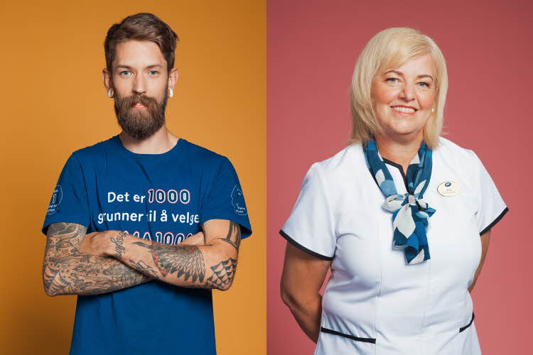 Ansatte i uniform fra REMA 1000 og Boots Apotek