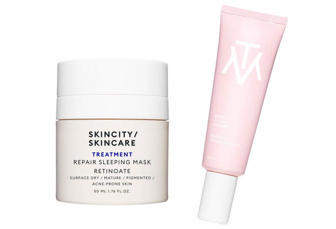 Ansiktsmaske og primer fra Skincity Skincare.