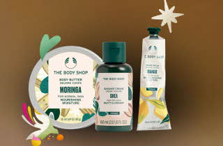 Tre hudpleieprodukter fra The Body Shop.